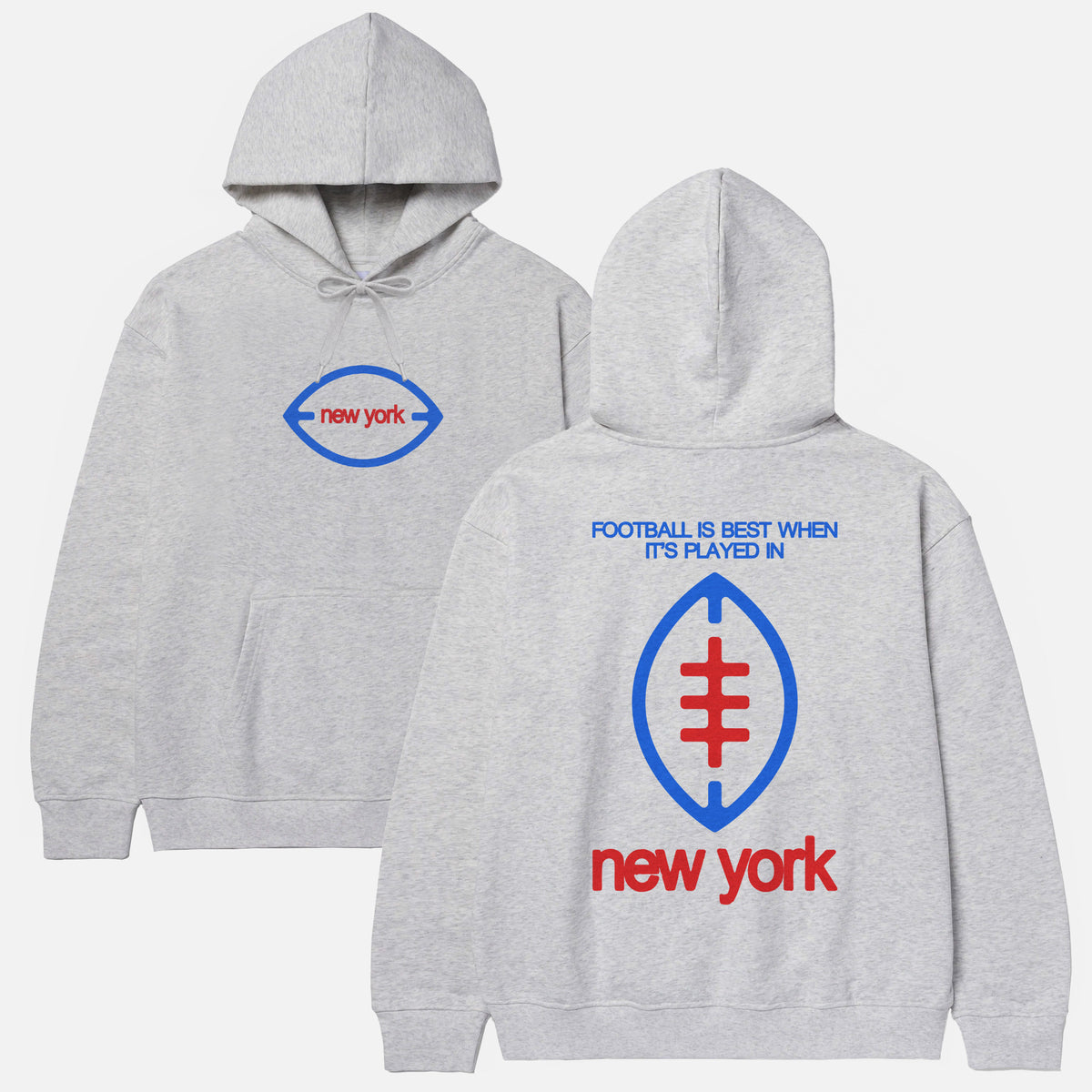Premium NFL New York Giants streetwear style football hoodie with oversized full back print on a unisex hooded sweatshirt for men and women 