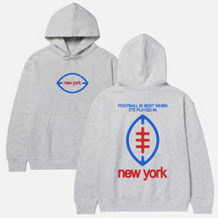 Premium NFL New York Giants streetwear style football hoodie with oversized full back print on a unisex hooded sweatshirt for men and women 