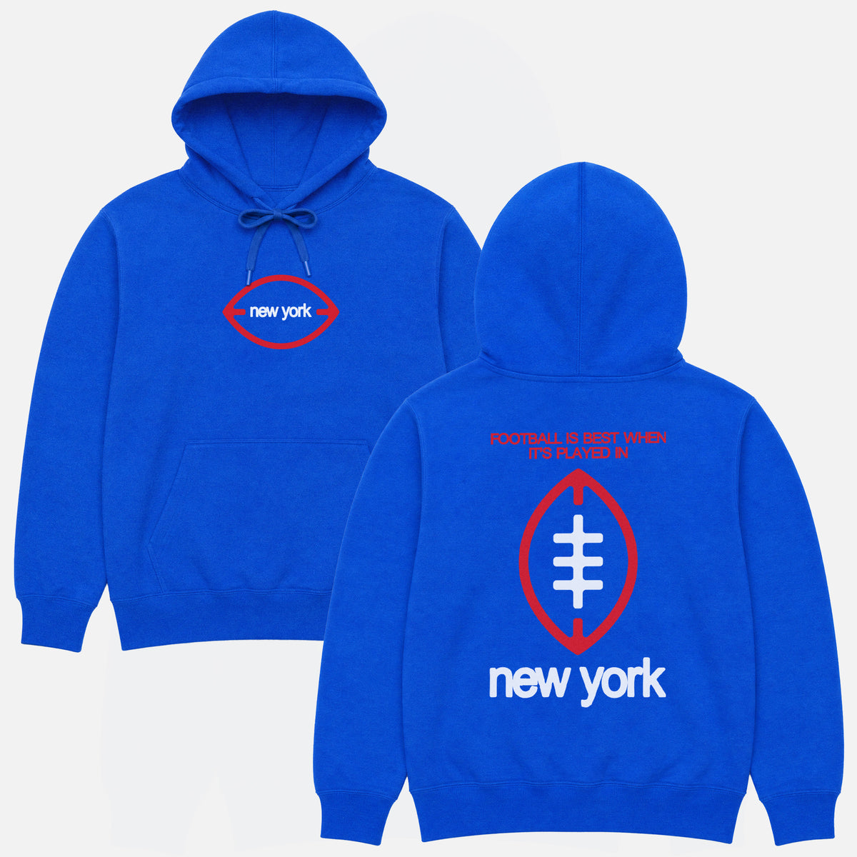Premium NFL New York Giants streetwear style football hoodie with oversized full back print on a unisex hooded sweatshirt for men and women 