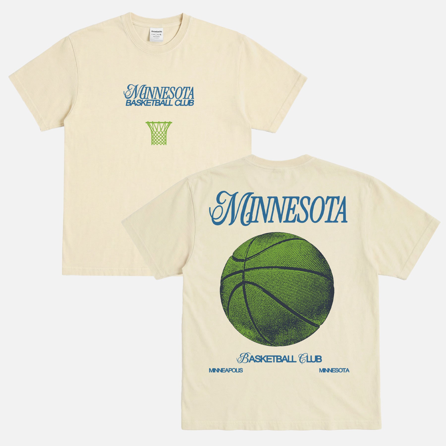 Minnesota Timberwolves graphic tee with vintage front and back streetwear print on a unisex off white comfort colors t-shirt