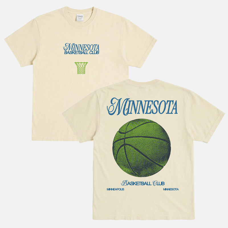 Minnesota Timberwolves graphic tee with vintage front and back streetwear print on a unisex off white comfort colors t-shirt