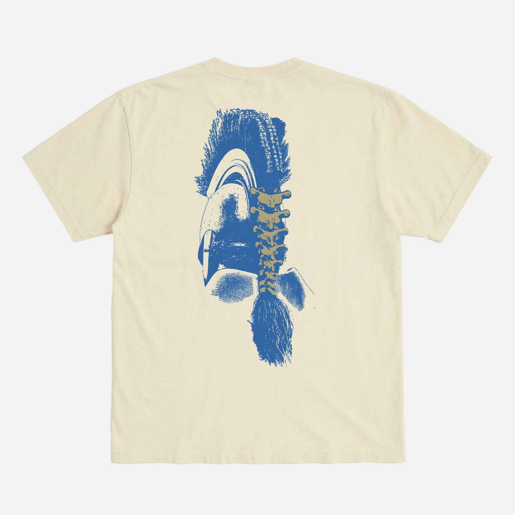 Off white Comfort COlors The Odyssey 2026 movie t-shirt with custom movie poster text logo and soldier helmet with front and back print on a black comfort colors graphic tee