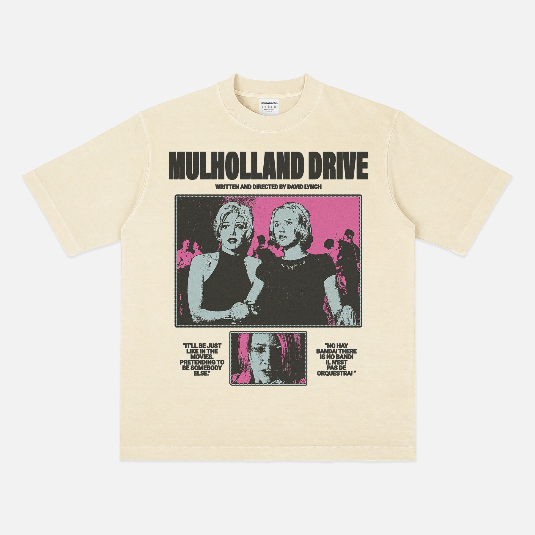 Washed off white and pink Muholland Drive David Lynch Movie Graphic T-Shirt