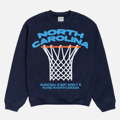 Navy and Carolina Blue UNC basketball sweatshirt, vintage North Carolina streetwear bball crewneck for men and women