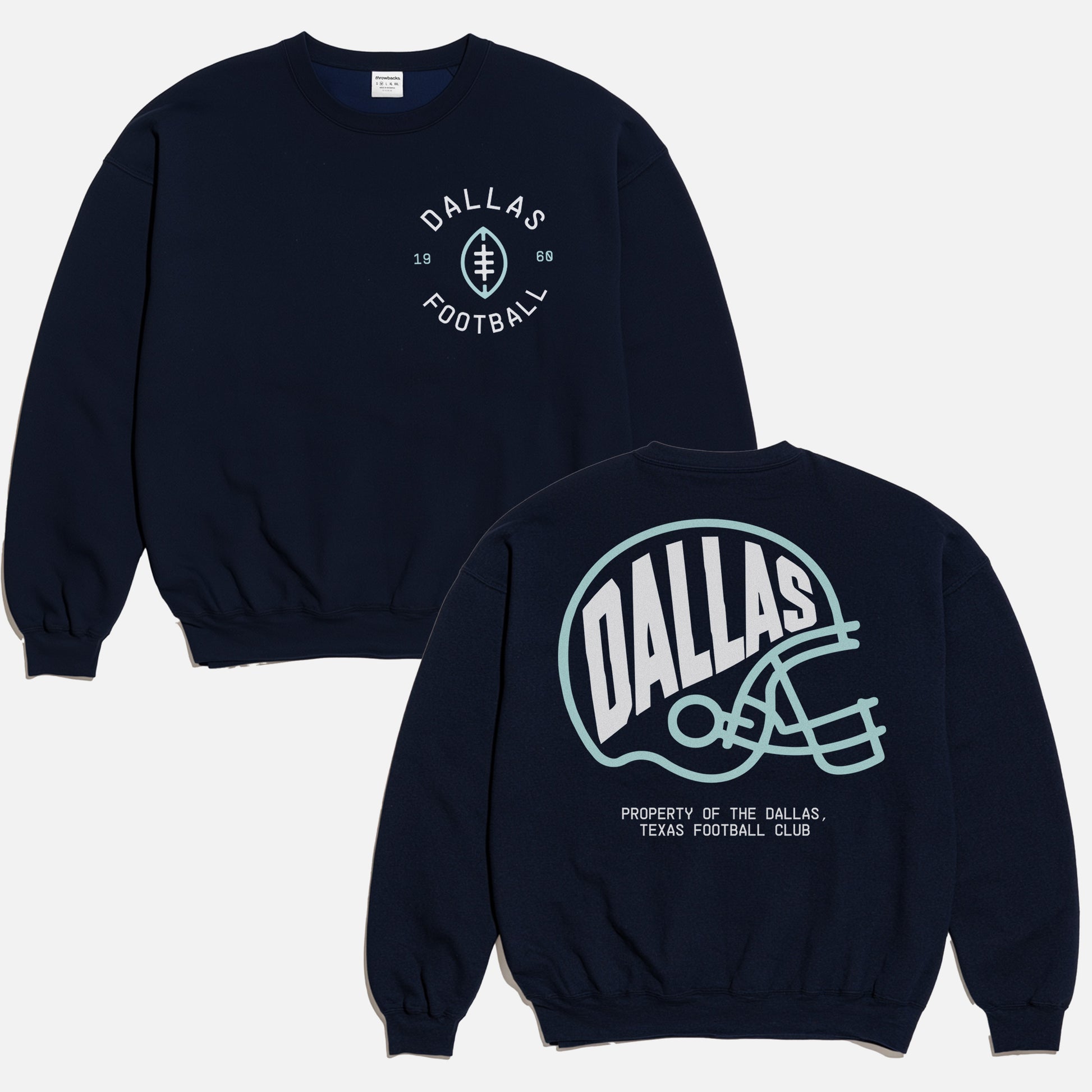 Cool retro dallas cowboys nfl crewneck sweatshirt with front and back print for sale at throwbacks