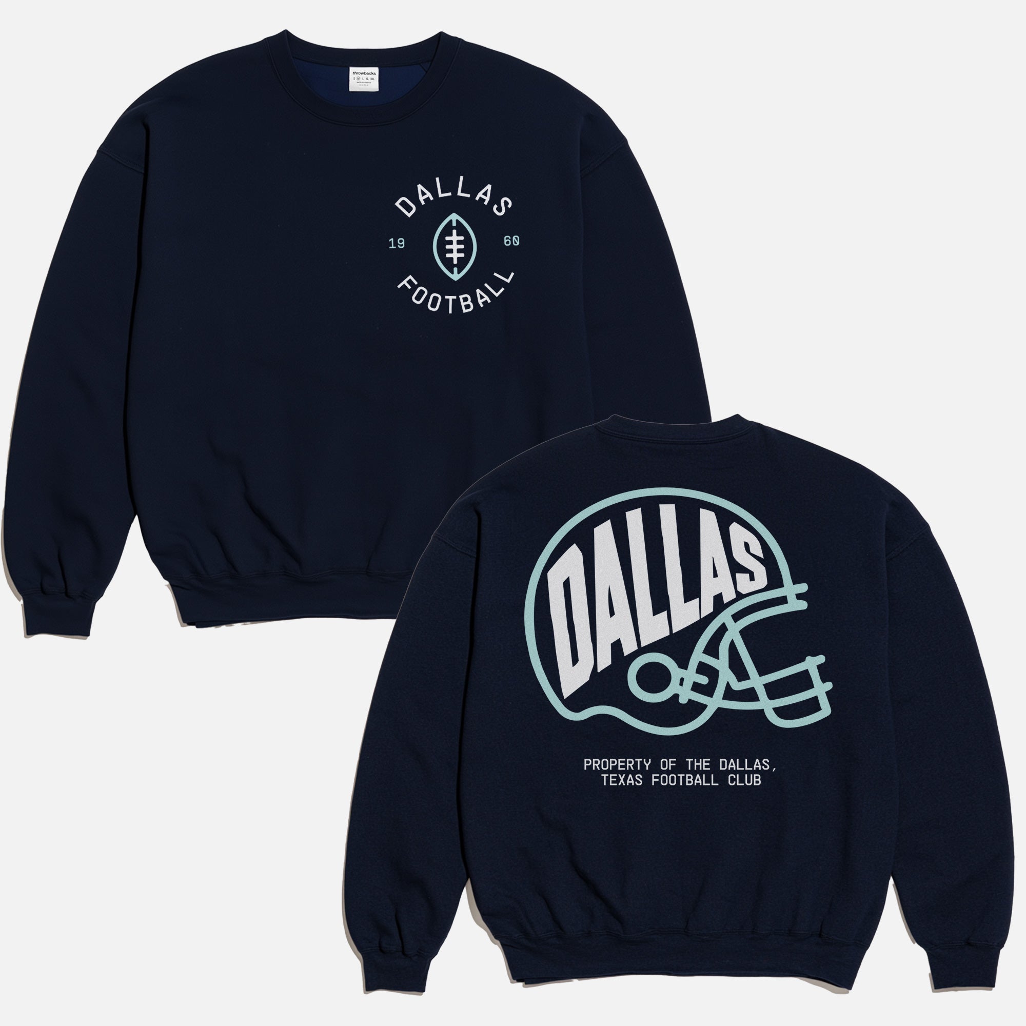 Cool retro dallas cowboys nfl crewneck sweatshirt with front and back print for sale at throwbacks