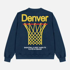Denver Nuggets heavyweight basketball streetwear sweatshirt, navy unisex Denver Mile High bball fan crewneck