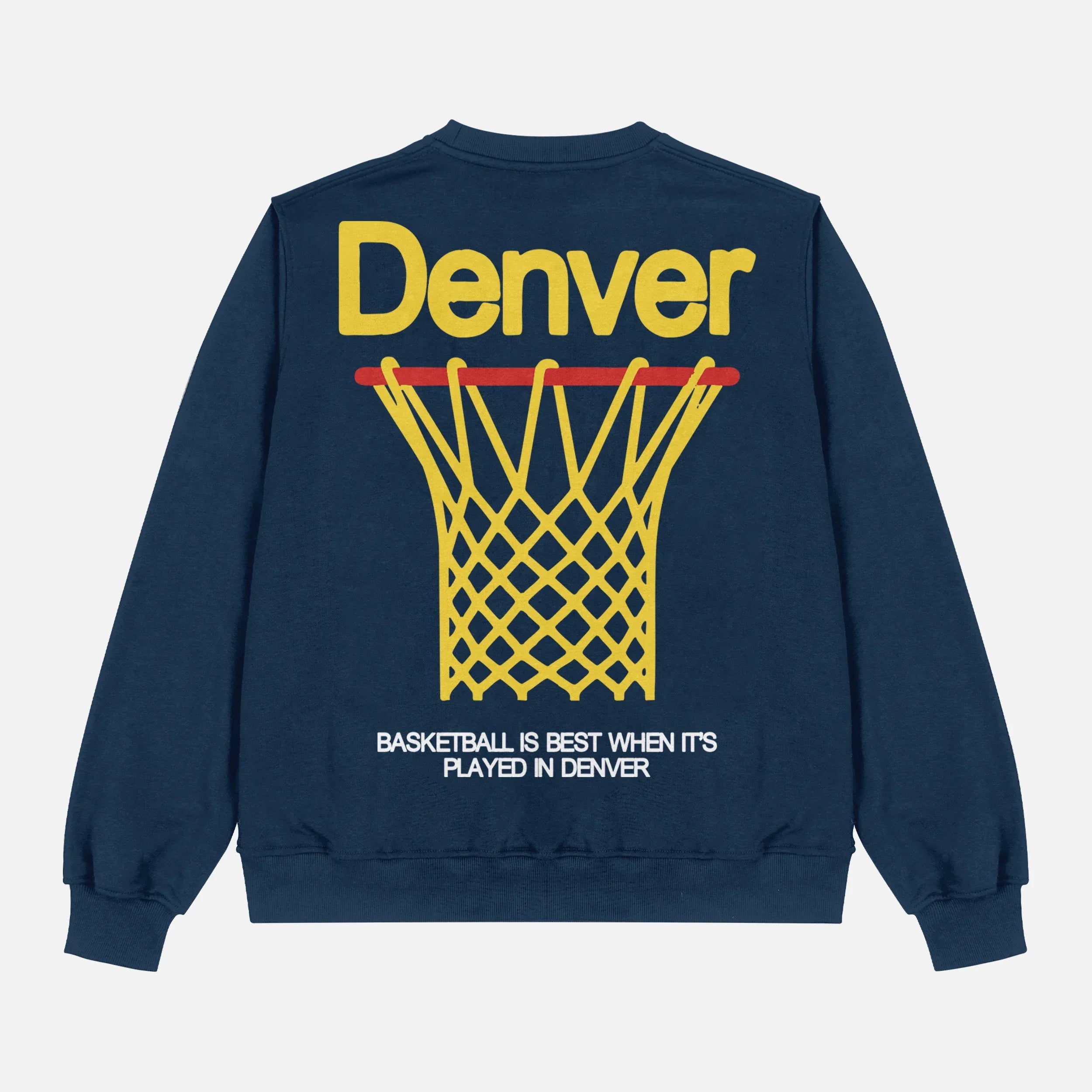 Denver Nuggets heavyweight basketball streetwear sweatshirt, navy unisex Denver Mile High bball fan crewneck