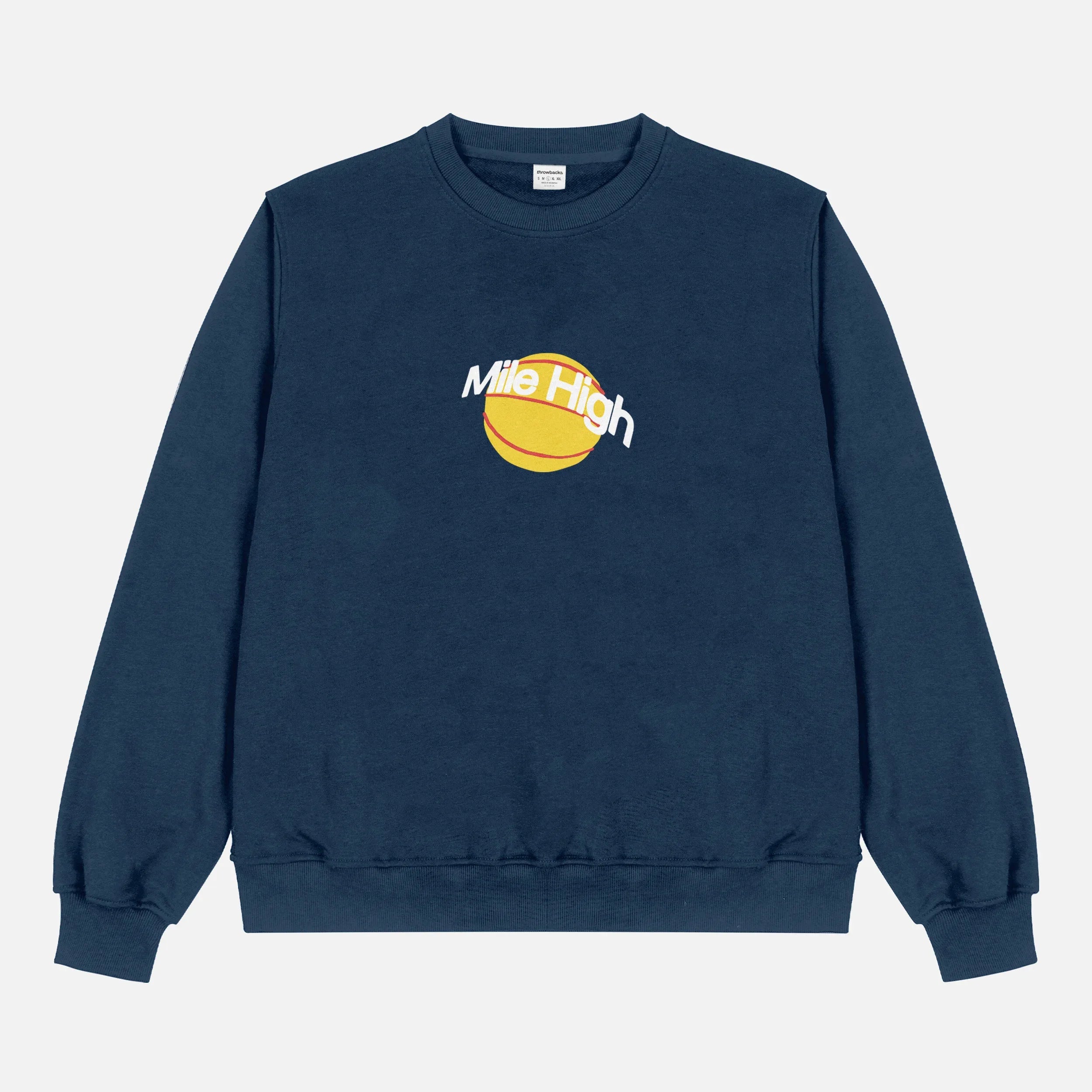 Denver Nuggets heavyweight basketball streetwear sweatshirt, navy unisex Denver Mile High bball fan crewneck