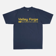 Valley Forge Automotive Center Logo T-Shirt navy with yellow graphic for Shane Gillis Tires TV Show fans