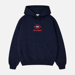 cute retro navy New England Patriots Boston Football Hoodie with front and back print on oversized heavyweight hooded sweatshirt