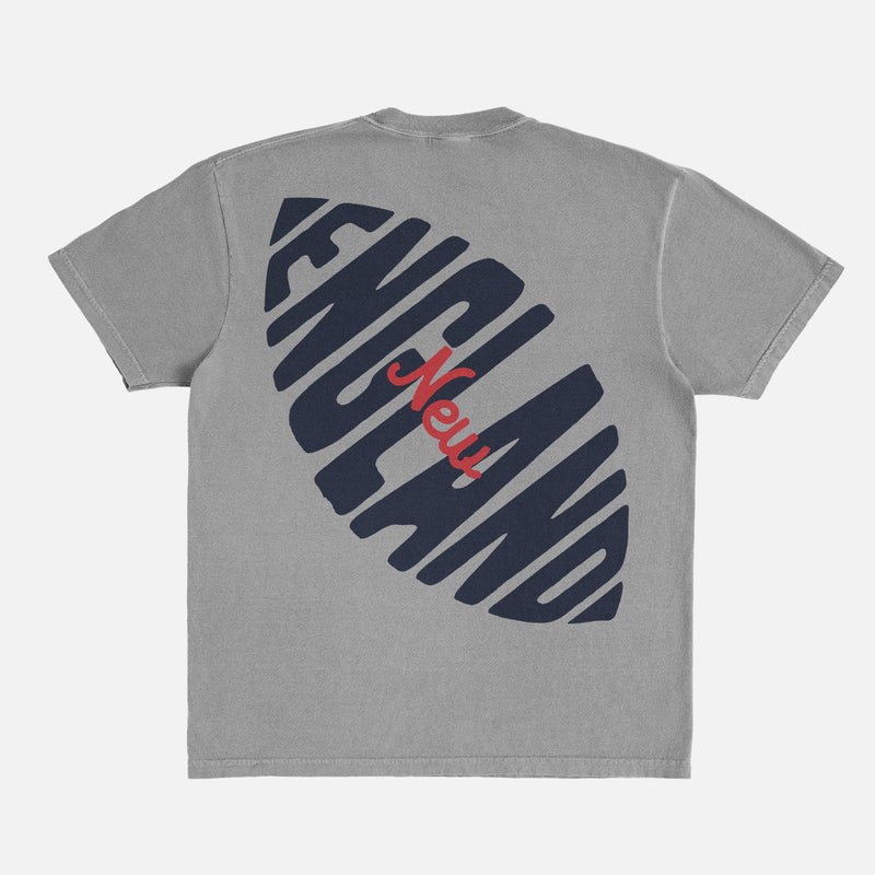 Unisex faded grey, navy, and red Comfort Colors New England Patriots football t-shirt with front and back print