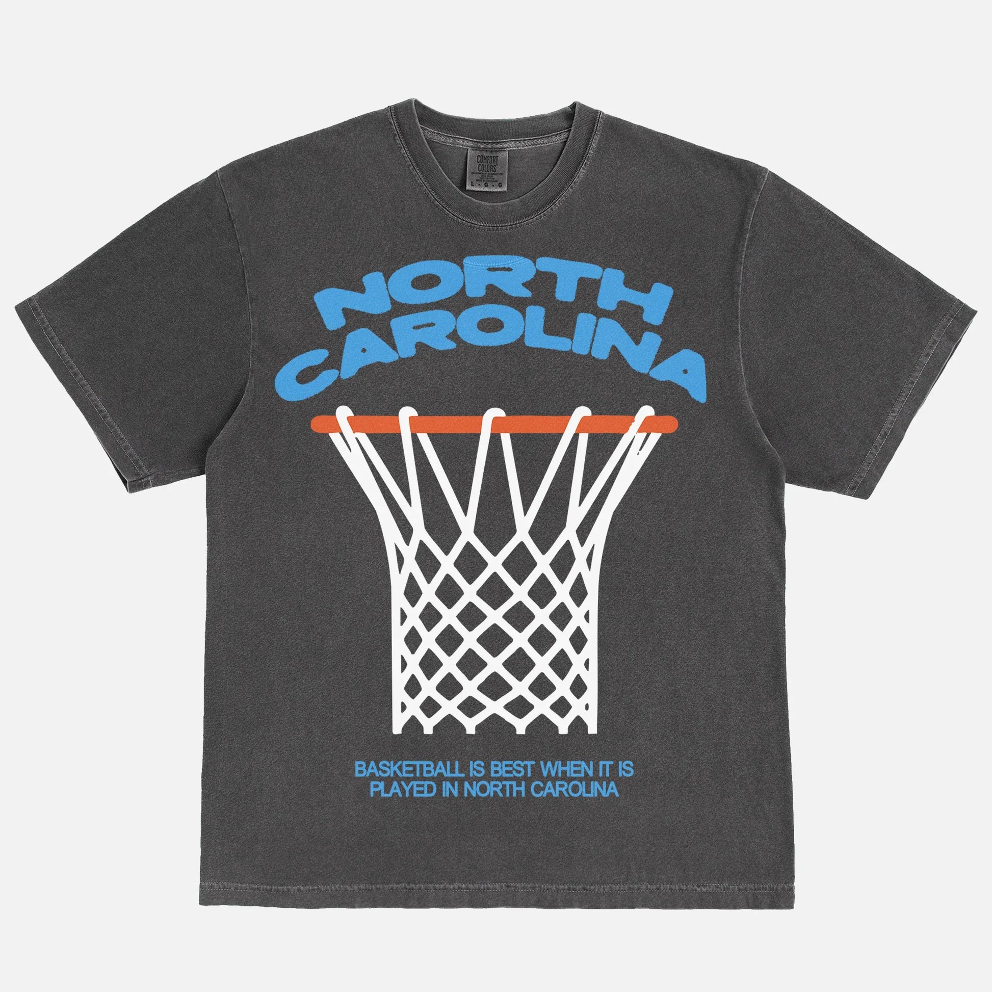 Cool UNC North Carolina Tar Heels College Basketball streetwear faded black comfort colors graphic tee shirt