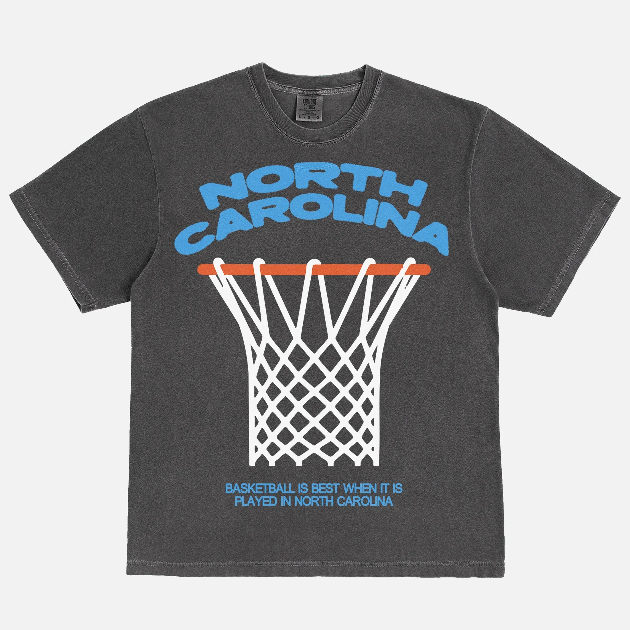 Cool UNC North Carolina Tar Heels College Basketball streetwear faded black comfort colors graphic tee shirt