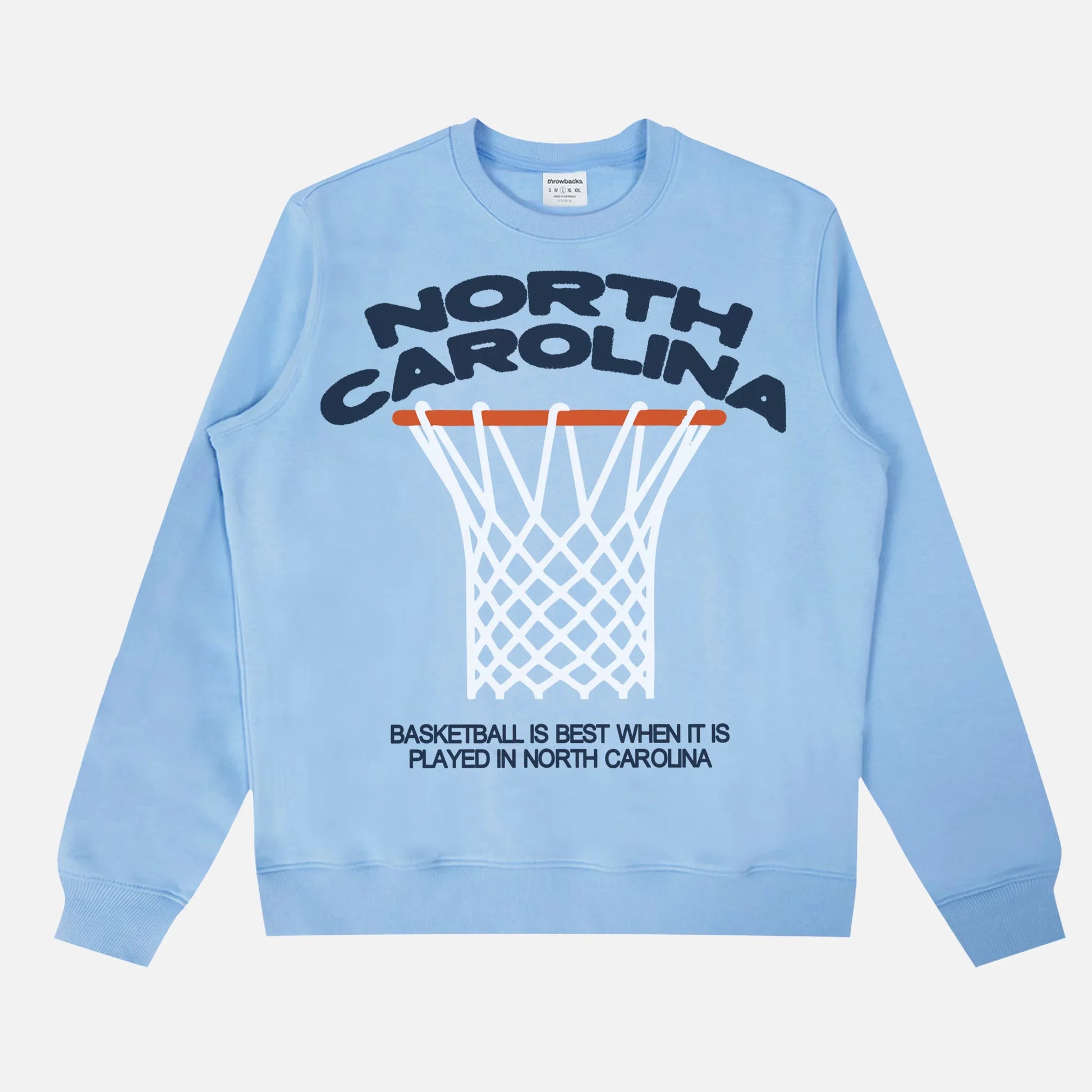 Light Blue UNC basketball sweatshirt, vintage North Carolina streetwear bball crewneck for men and women