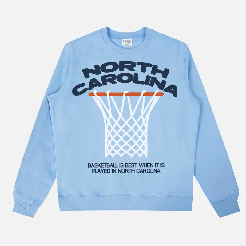 Light Blue UNC basketball sweatshirt, vintage North Carolina streetwear bball crewneck for men and women