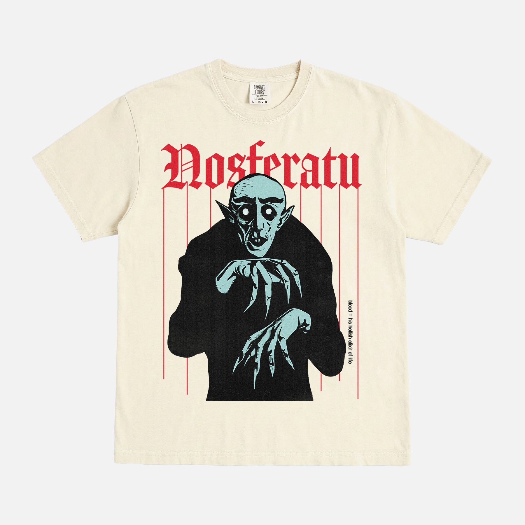 Retro Nosferatu movie streetwear t-shirt, original nosferatu a symphony of horror horror film off white comfort colors graphic tee