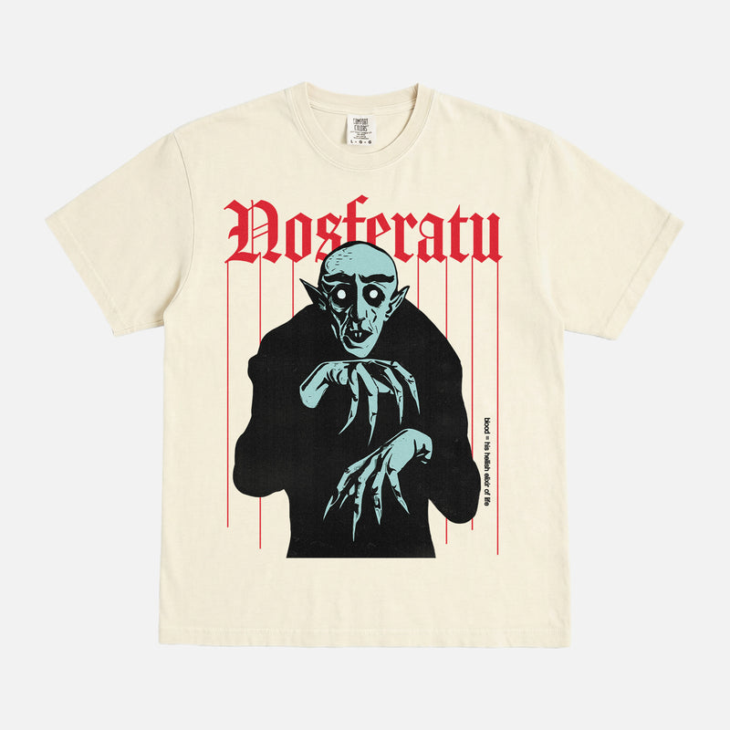 Retro Nosferatu movie streetwear t-shirt, original nosferatu a symphony of horror horror film off white comfort colors graphic tee