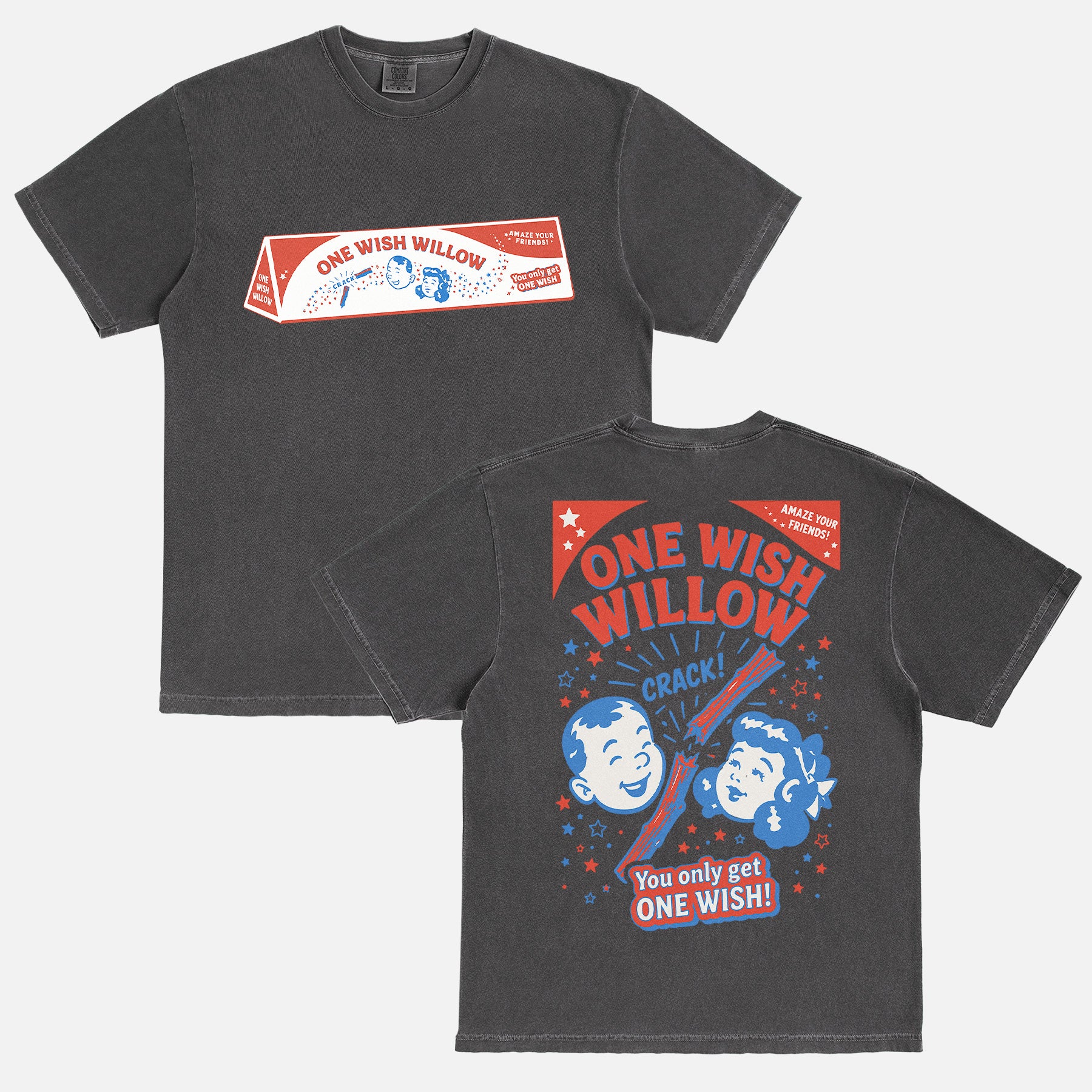 2026 Obsession horror movie graphic t-shirt with vintage one wish willow logo and front and back print on a unisex black comfort colors shirt for sale at Throwbacks