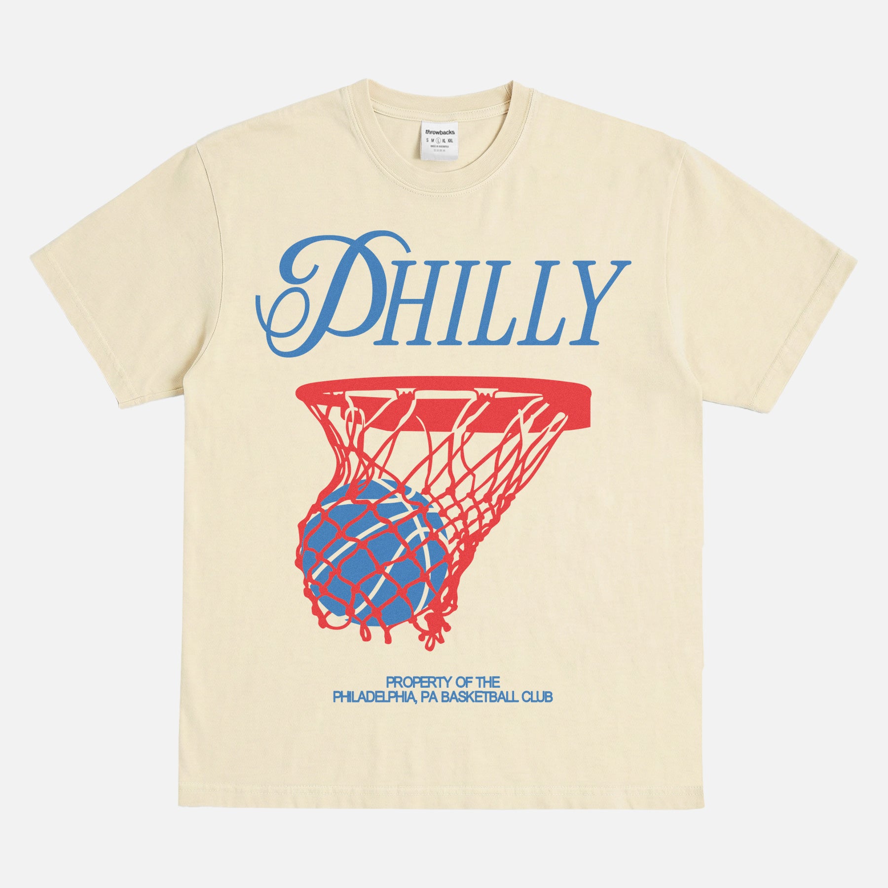 Retro off white Philadelphia 76ers basketball t-shirt with vintage jersey script lettering streetwear art on a unisex graphic tee