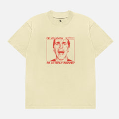 American Psycho Movie t-shirt, heavyweight drop shoulder Patrick Bateman grunge art graphic tee in light beige and red