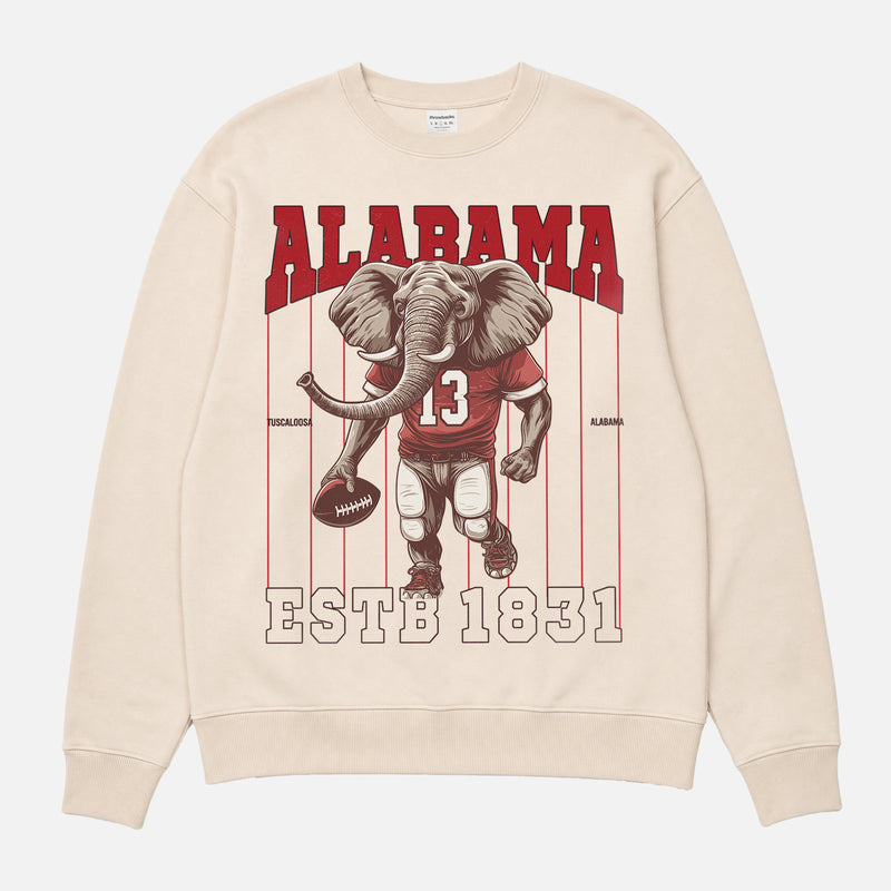 Retro Alabama Mascot football sweatshirt, beige roll tide retro bama football crewneck