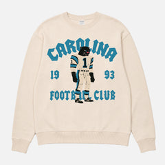 Cute vintage Carolina Panthers football fan streetwear crewneck sweatshirt with old school throwback mascot 