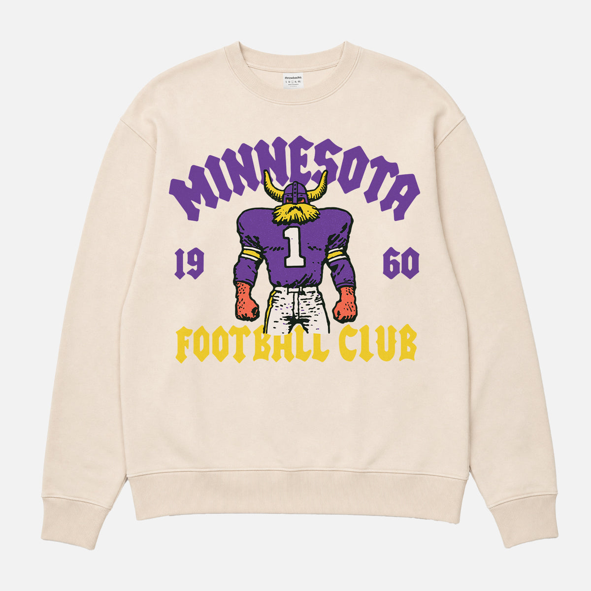 Cute retro Minnesota Vikings 80s 90s football sweatshirt with old school viking mascot and streetwear text