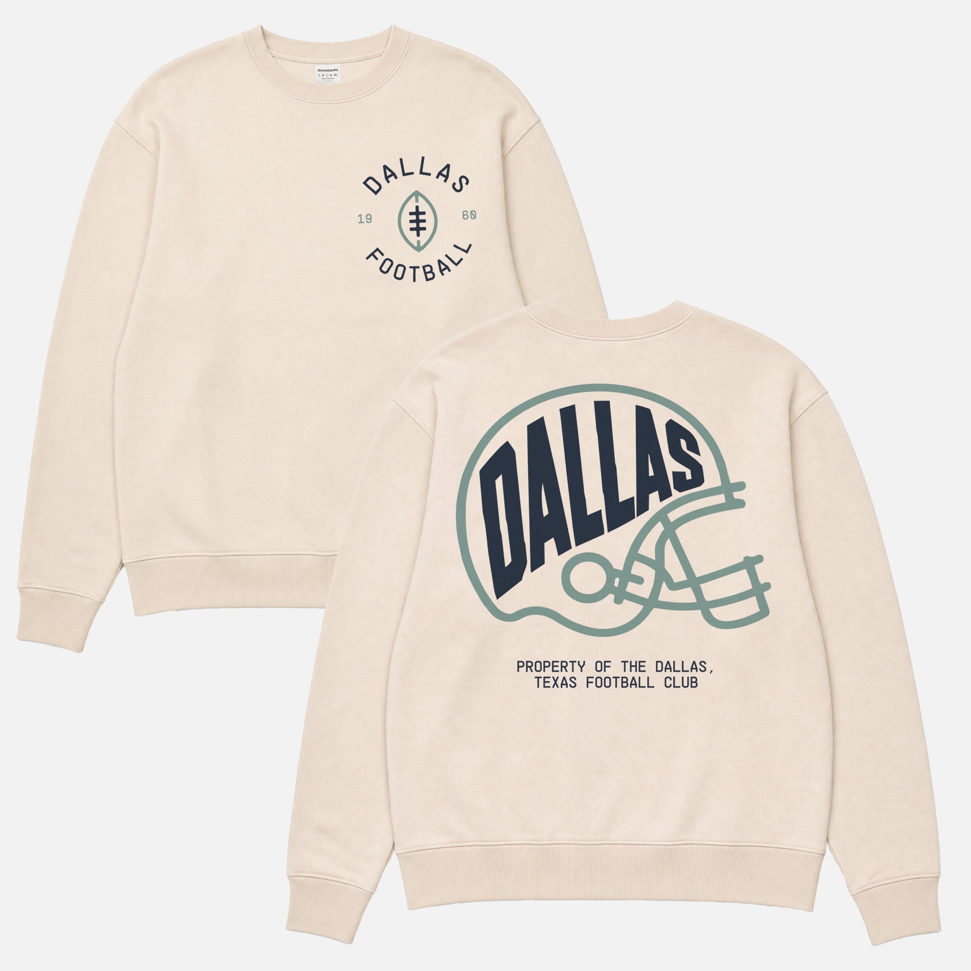 Cool retro dallas cowboys nfl crewneck sweatshirt with front and back print for sale at throwbacks