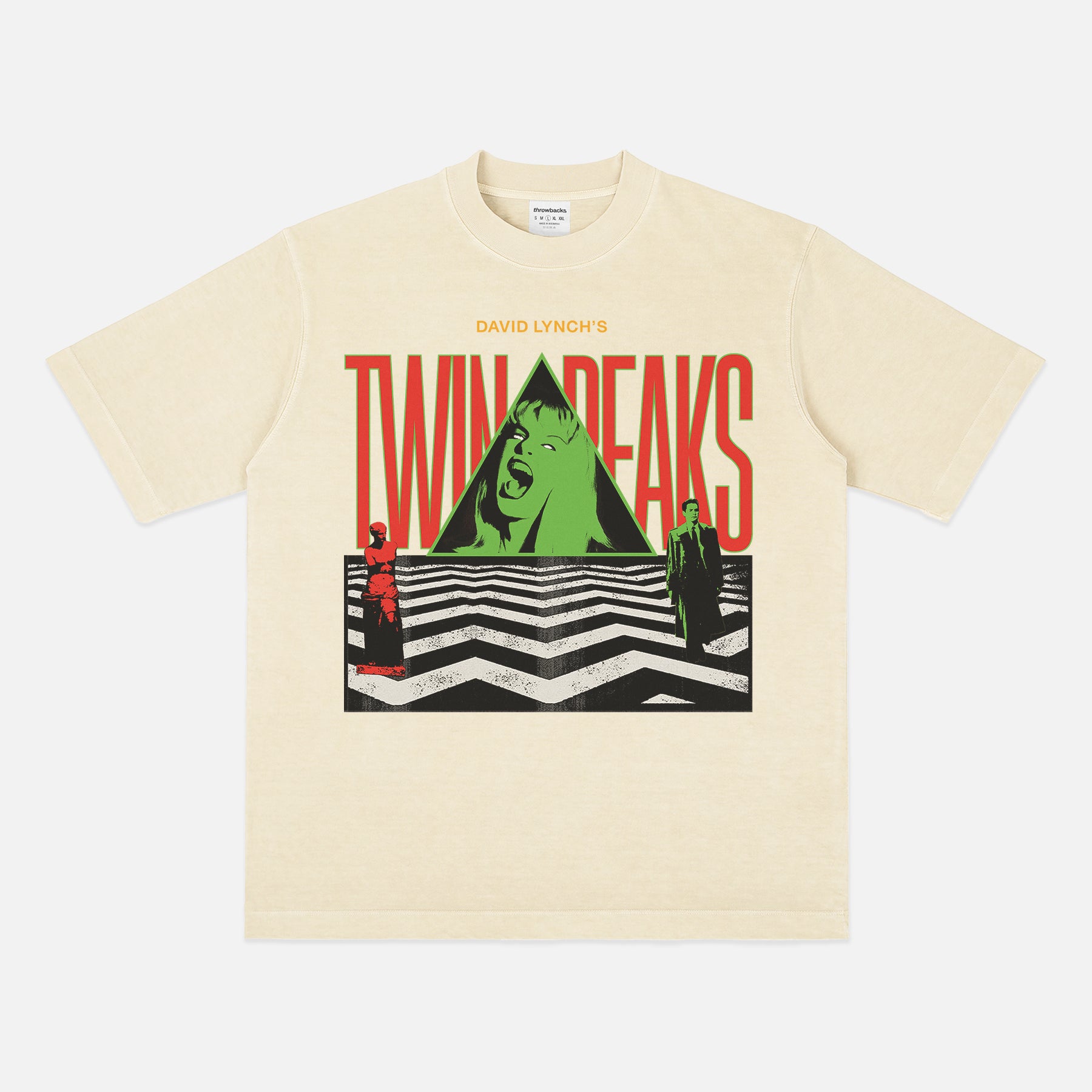 Off white Twin Peaks graphic tee shirt for david lynch and fire walk with me movie and tv show fans