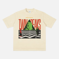 Off white Twin Peaks graphic tee shirt for david lynch and fire walk with me movie and tv show fans