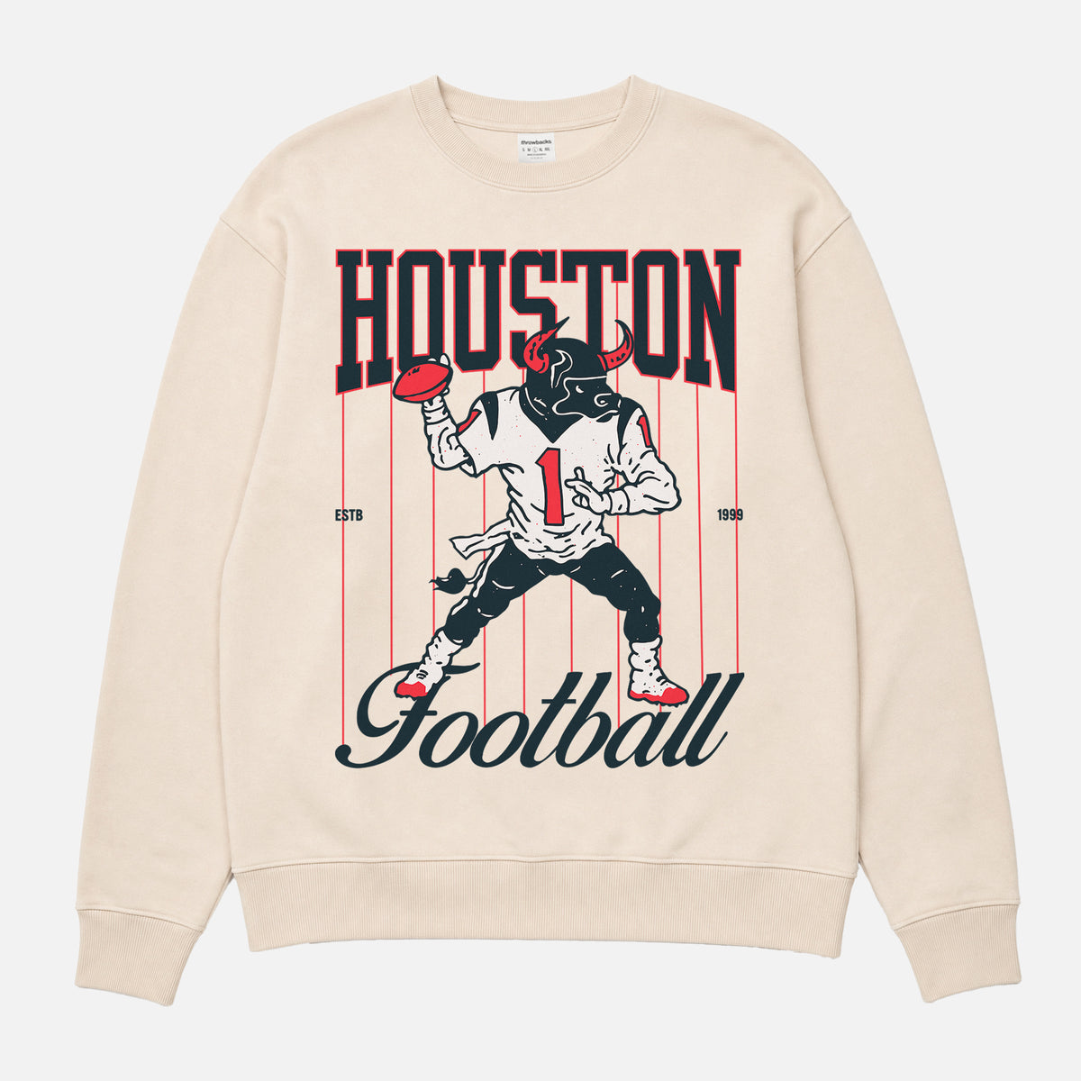 Retro Houston Texans NFL Football Pinstripes beige unisex Sweatshirt