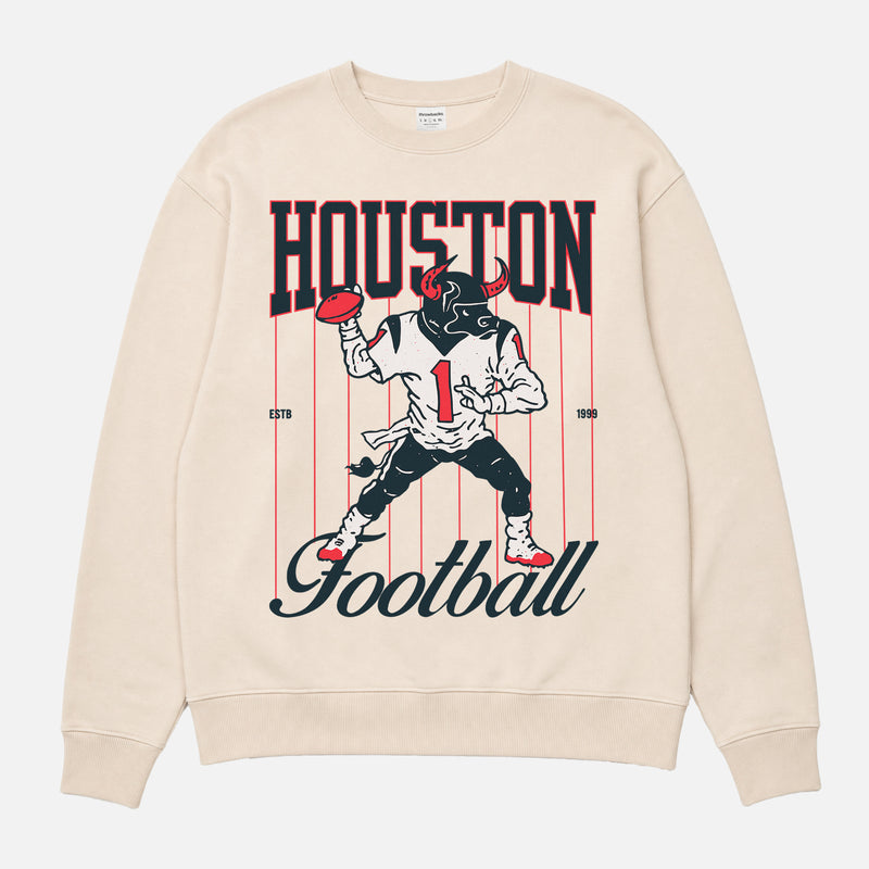 Retro Houston Texans NFL Football Pinstripes beige unisex Sweatshirt