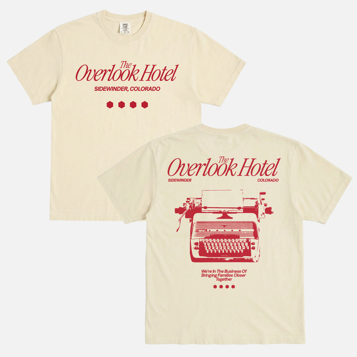 The shining movie graphic tee with vintage The Overlook Hotel  Ad  on a unisex comfort colors t-shirt