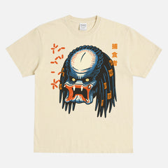 Retro Predator movie graphic t-shirt, washed cream 80s sci-fi action movie graphic tee shirt for sale at throwbacks
