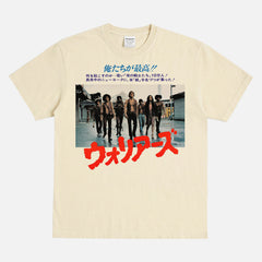The Warriors Movie Graphic Tee Shirt, Grunge Japanese Movie poster Warriors Coney Island T-shirt in Faded black