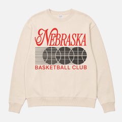cute retro 80s and 90s Nebraska Cornhuskers college basketball streetwear off white beige crewneck sweatshirt