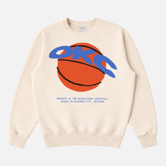 Premium heavyweight Oklahoma City Thunder OKC beige off white streetwear basketball crewneck sweatshirt