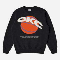 Premium heavyweight Oklahoma City Thunder OKC black streetwear basketball crewneck sweatshirt