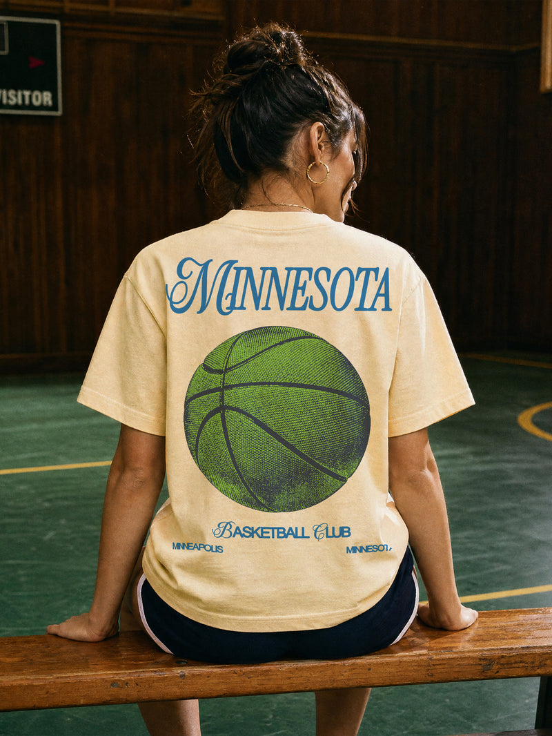 Minnesota Timberwolves graphic tee with vintage front and back streetwear print on a unisex off white comfort colors t-shirt