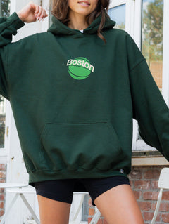 Dark Green Boston Celtics Russell Athletic retro streetwear style hoodie sweatshirt for men and women, oversized Celtics hoodie apparel