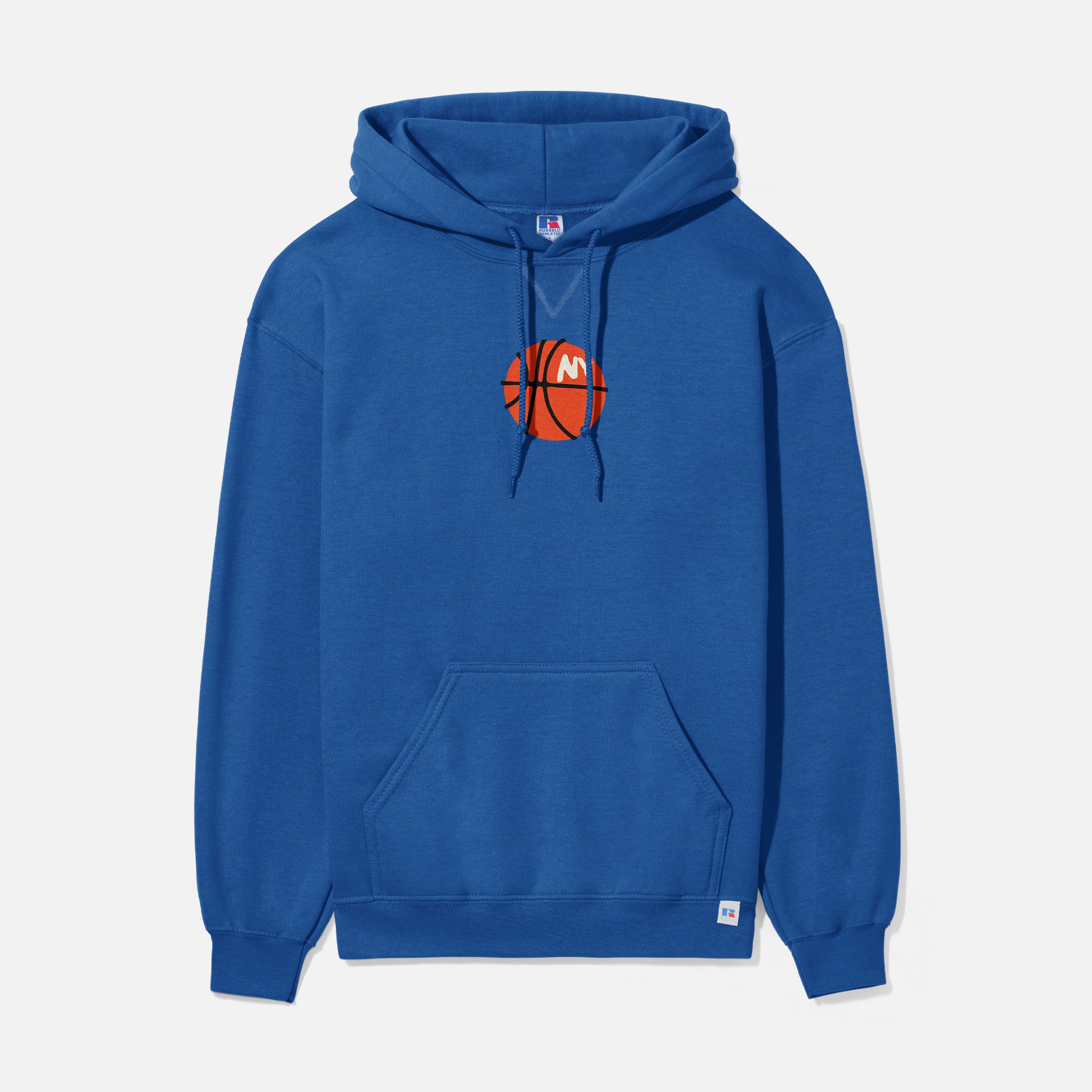 New York Knicks streetwear hoodie, retro royal blue and orange NY basketball sweatshirt with front and back print