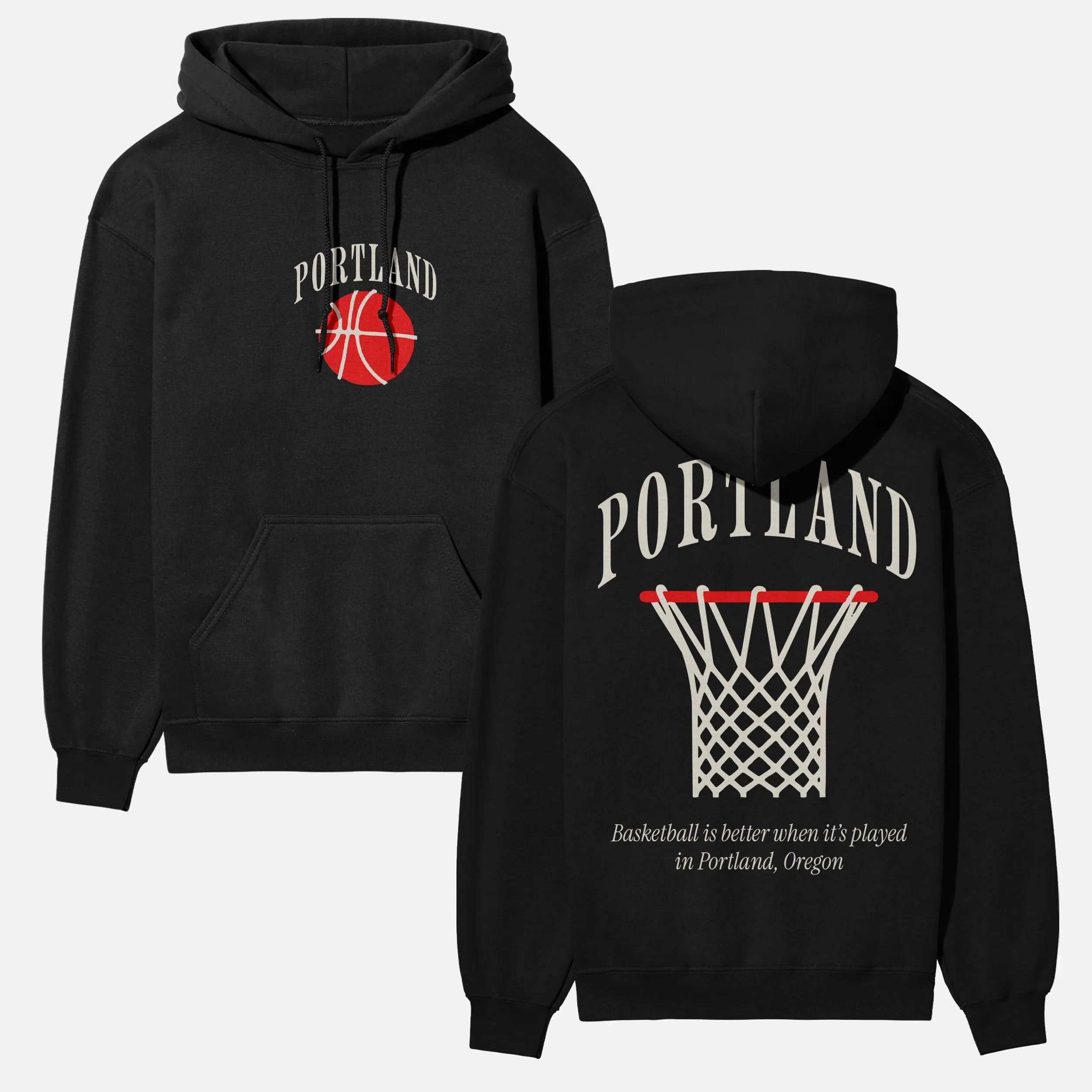 Portland Trailblazers basketball hoodie, heavyweight black streetwear bball hoodie with oversized back print