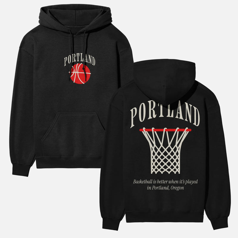Portland Trailblazers basketball hoodie, heavyweight black streetwear bball hoodie with oversized back print