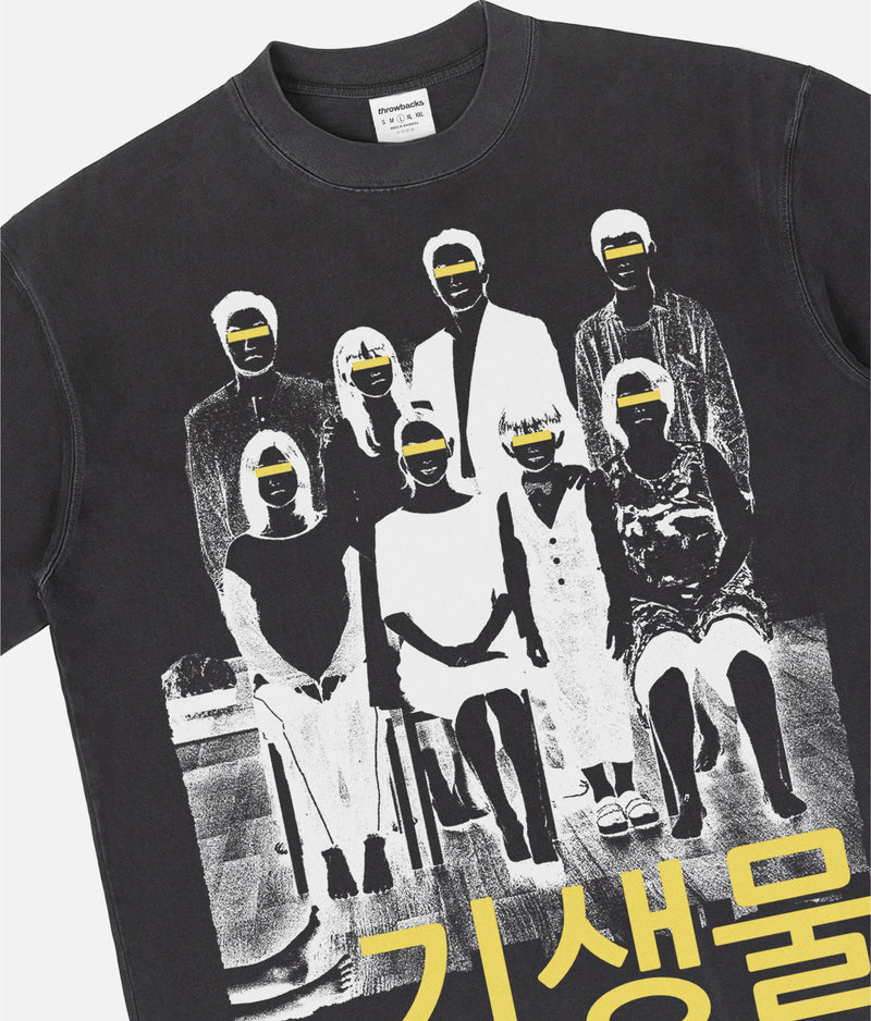 2019 Parasite korean movie poster graphic t-shirt with streetwear style illustration on  washed black tee