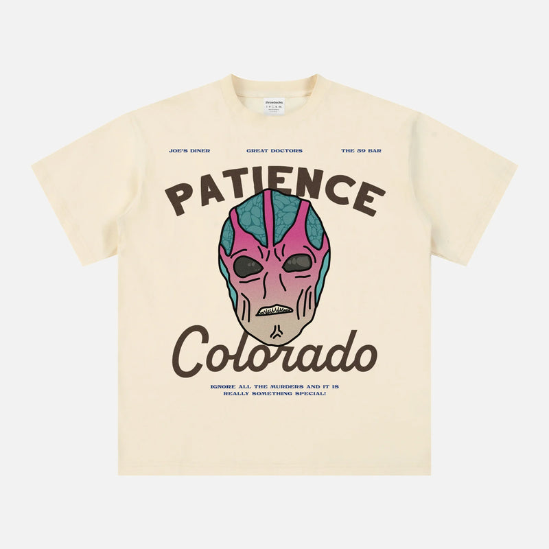 Funny Resident Alien Patience Colorado t-shirt, retro tv show graphic tee for men and women