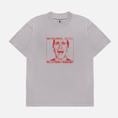 American Psycho Movie t-shirt, heavyweight drop shoulder Patrick Bateman grunge art graphic tee in light grey and red