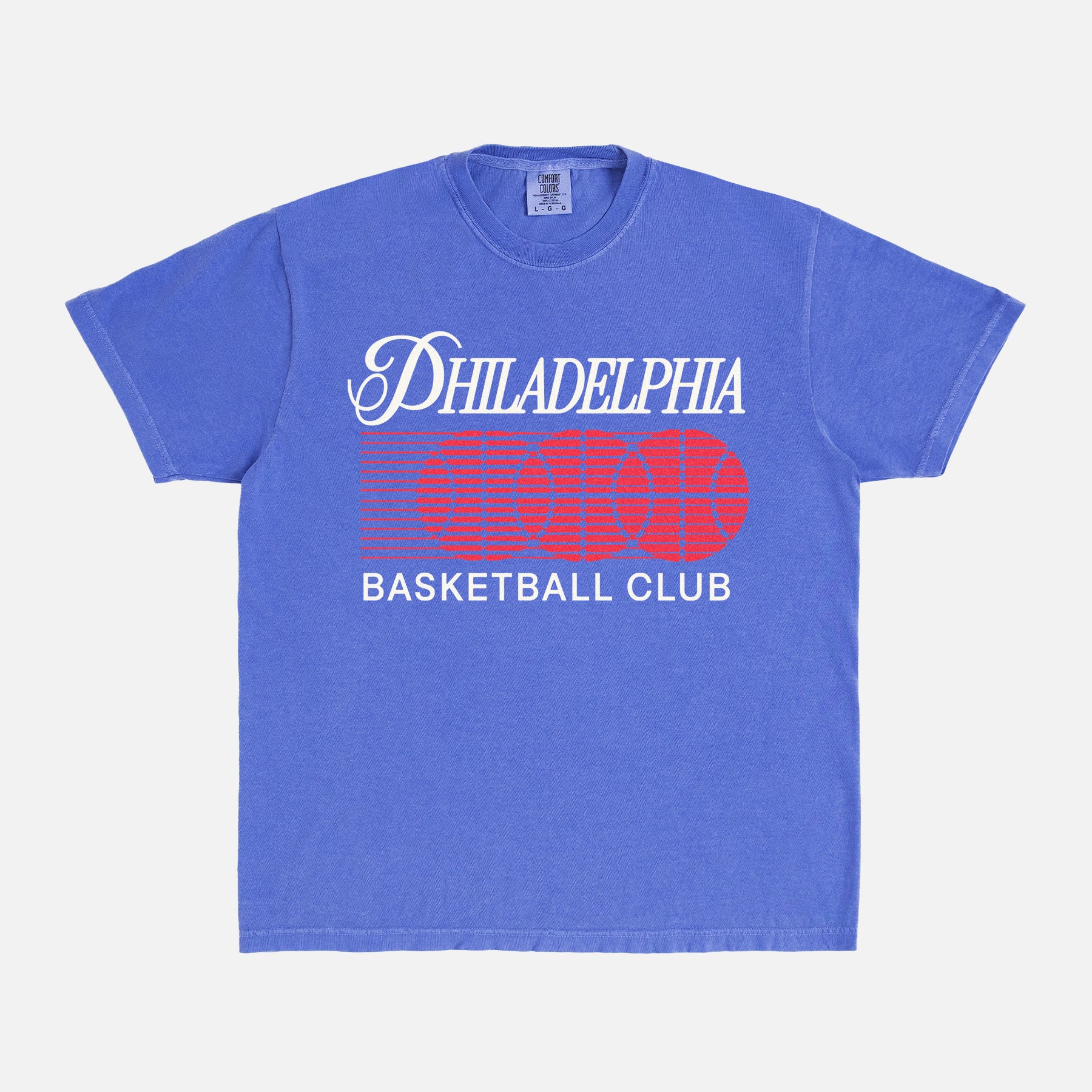 REtro Philadelphia 76ers basketball t-shirt with 90's philly bball graphic in a unisex comfort colors graphic tee