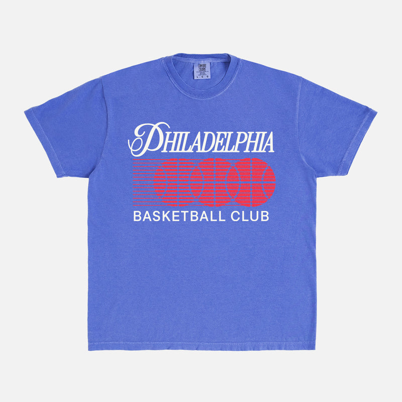 REtro Philadelphia 76ers basketball t-shirt with 90's philly bball graphic in a unisex comfort colors graphic tee