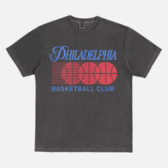 REtro Philadelphia 76ers basketball t-shirt with 90's philly bball graphic in a unisex comfort colors graphic tee